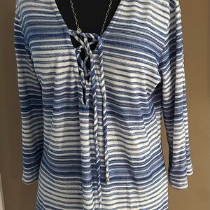Blue and White Striped Lace-Up sun dress
Resort wear, beach day.